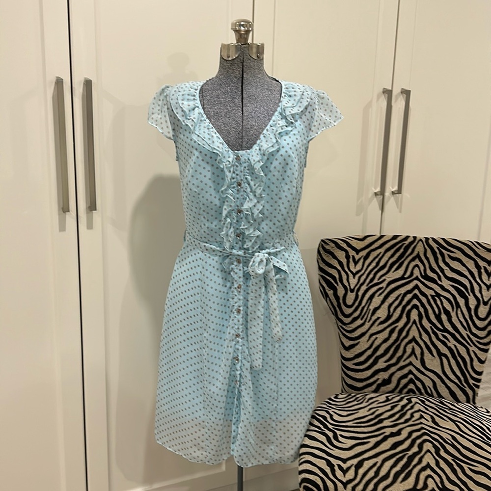 Sheer dress with jewelled buttons and lining